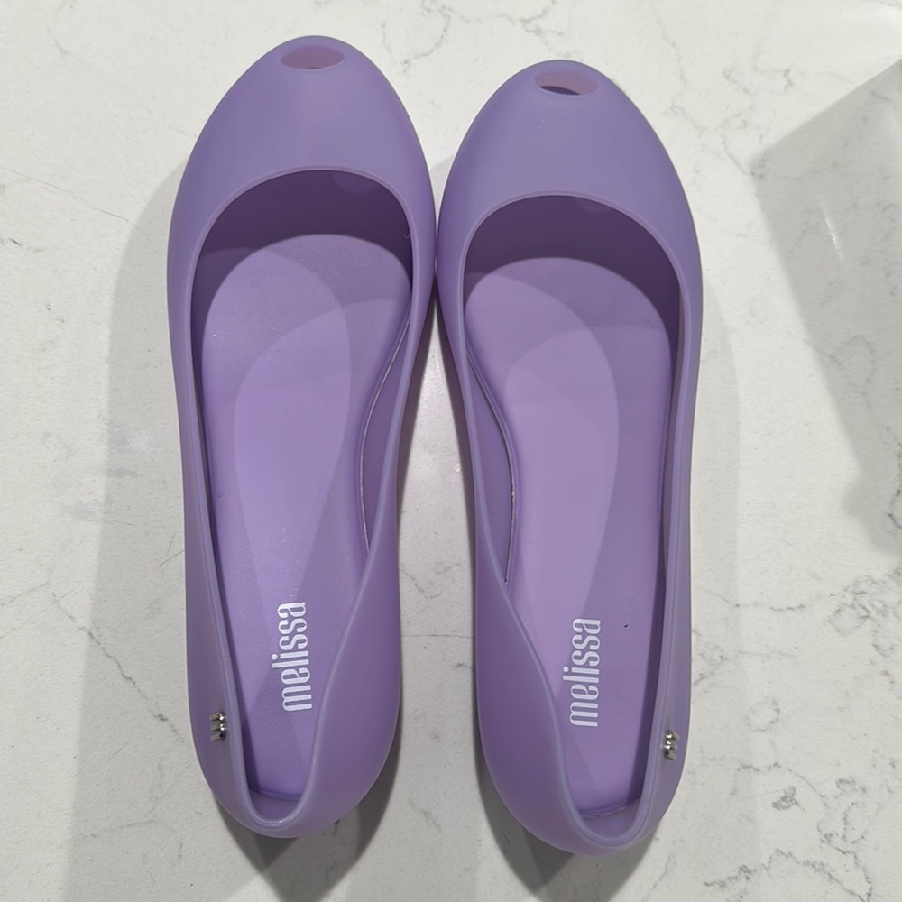 Purple lilac Melissa basic shoes peep toe in size women’s 6